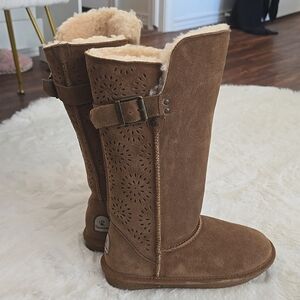 Bearpaw Suede Women's Knee High Boots- Tall Shaft Size 6 Hickory Chestnut Tan